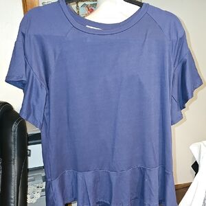 Casual Navy Blue Short Sleeve Women's Top